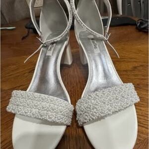 Ivory Beaded Block Heel Sandals - Women's Dress shoes - Bridal
